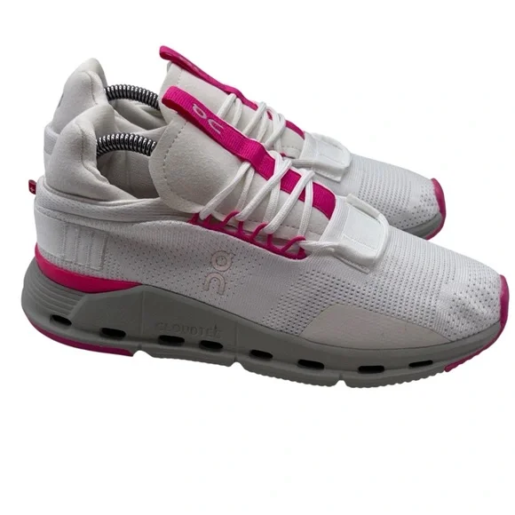Running shoes White and Pink Sneakers with Streamlined Design Sz 38 - Picture 8 of 13